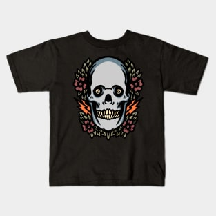 skull and flower illustration Kids T-Shirt